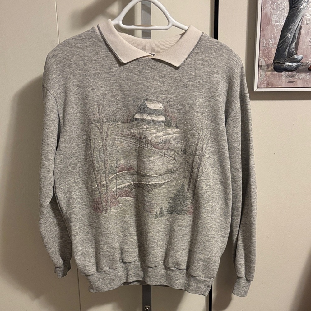 Cozy Gray Collared Women's Sweater